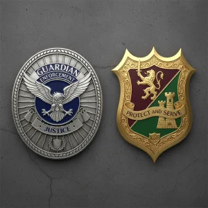 finished die-struck metal badge showing raised relief and enamel filling for military uniforms