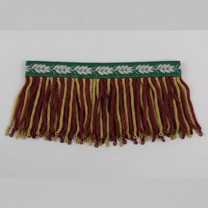 Close-up detail of braided metallic fringe cord showing uniform strand consistency for military dress uniforms