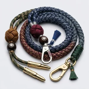 braided polyester whistle lanyard showing durable construction for military uniforms