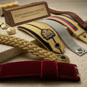 ceremonial-dress-chinstraps-manufacturer-supplier Ceremonial dress chinstraps manufacturer and supplier collection for Army Navy Air Force Police formal uniforms by Sharko Badge