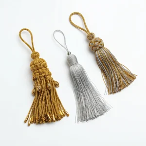 ceremonial-grade-gold-bullion-tassels Ceremonial grade collection of gold bullion tassels for military dress uniforms, expertly manufactured by Sharko Badge in Sialkot, Pakistan for Army, Navy, Air Force, and Police ceremonial forces worldwide.