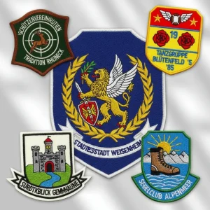 Custom embroidered badges with logo patches, 3D embroidery, club badges, and uniform patches