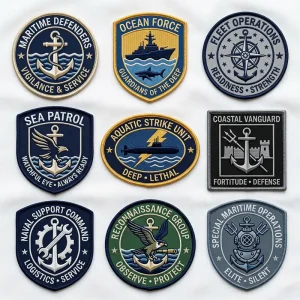 Custom Navy rank patches embroidered PVC maritime insignia manufacturer supplier
