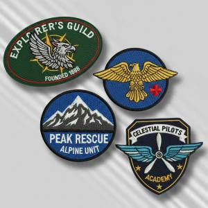 embroidered-patches-lifestyle collection of embroidered patches on jackets and backpacks