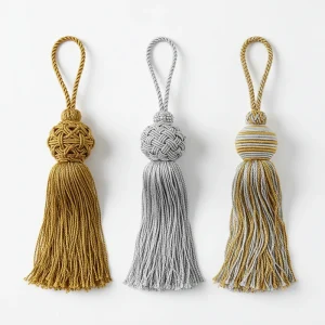Close-up detail of hand-wrapped gold bullion tassel showing intricate metallic threading for military dress uniforms