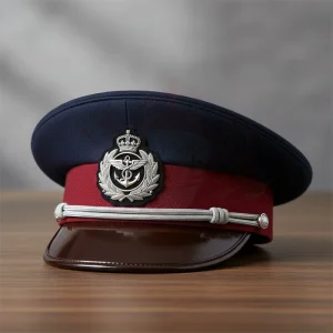 military-cap-embroidery-detail-stitching custom military uniform cap showing detailed embroidery and adjustable closure features