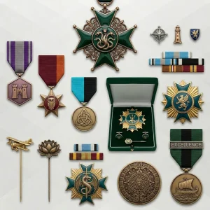 Sharko Badge military service medals manufacturer facility in Sialkot Pakistan serving Army Navy Air Force Police with regulation-compliant award production